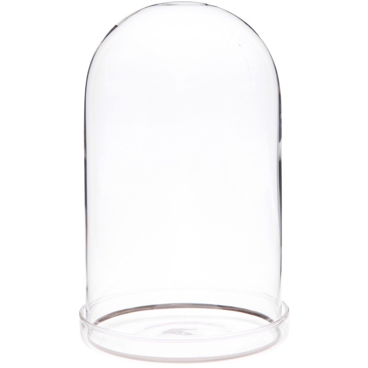 Plymor 4" x 7" Glass Display Dome Cloche with Silver Rim (Clear Glass Tray Base)